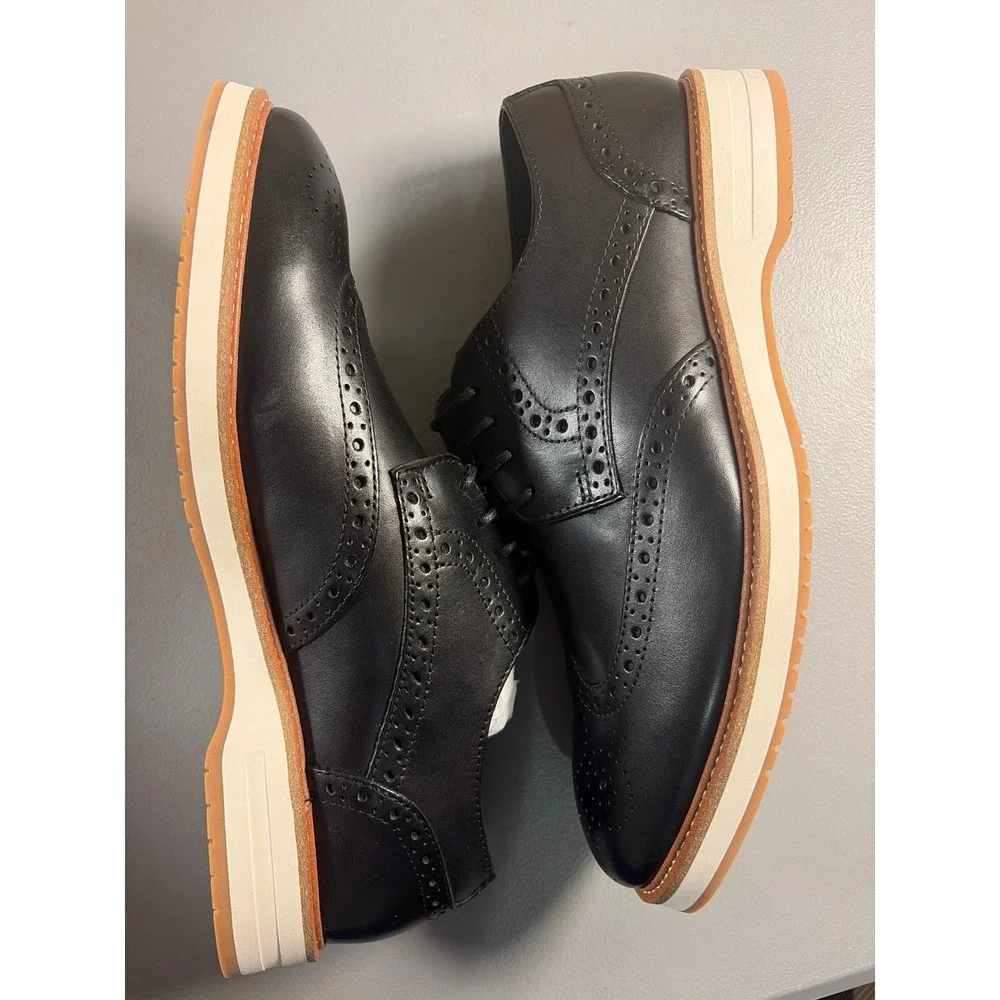 Jos A Bank Hybrid Wingtip Oxfords Black Leather Shoes Men's Size 9 NIB